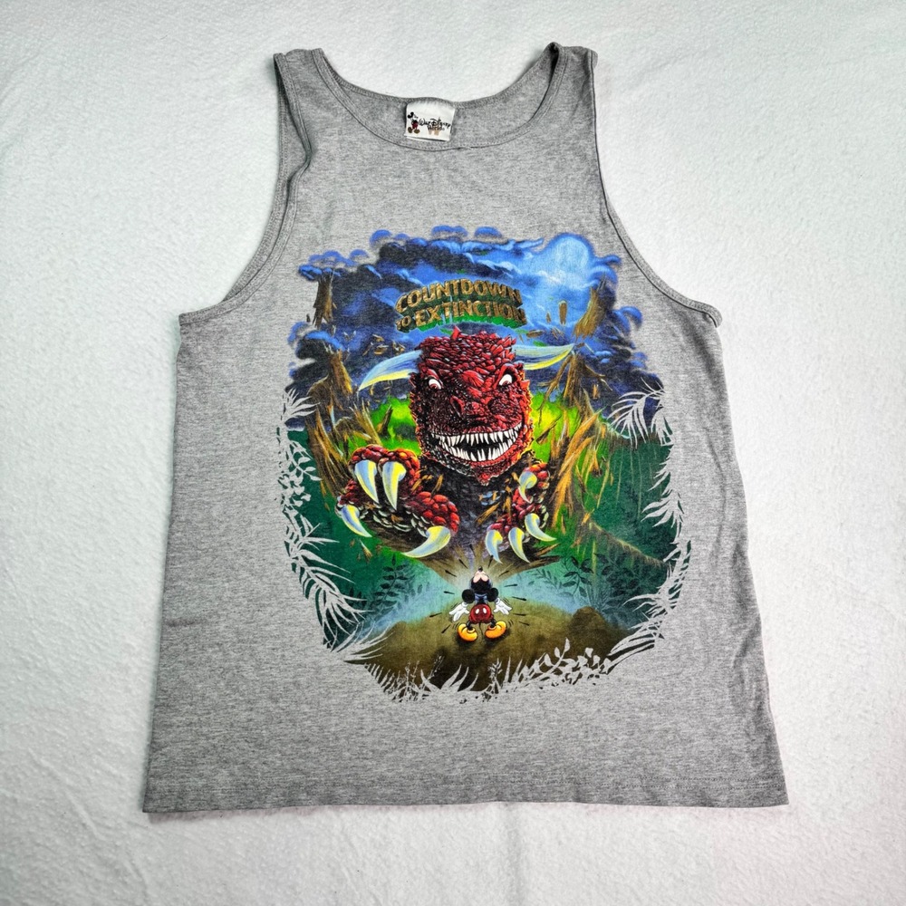 Vintage Walt Disney World Countdown To Extinction Dinosaur Tank Top Disney Y2K M